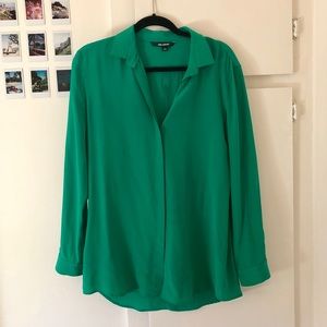 Neil Barrett Tops - Green Silk Concealed Button Back Slit Blouse Neil Barrett Tops - Green Silk Concealed Button Back Slit Blouse